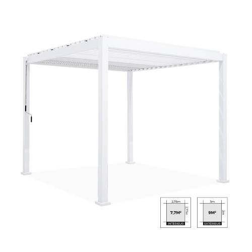 Pergola bioclimatique lames orientables 3x3 blanche - TRIOMPHE