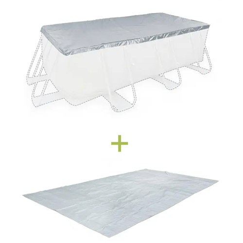 Kit piscine 4x2m : bâche de protection + tapis de sol