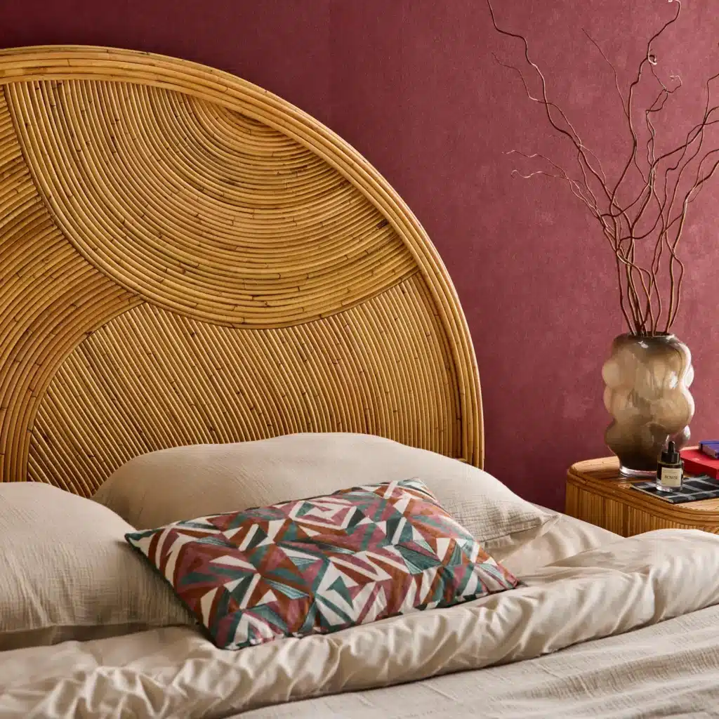 Tête de lit bohème rotin naturel