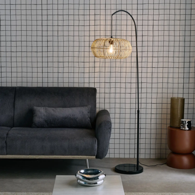 Lampadaire intérieur rotin naturel