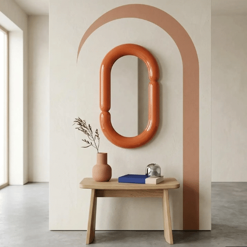 glanzende oranje spiegel